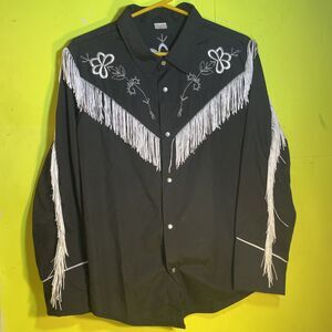 Barbie Movie KEN Black Western Shirt Cowboy Fringed Long Sleeve Men S Halloween
